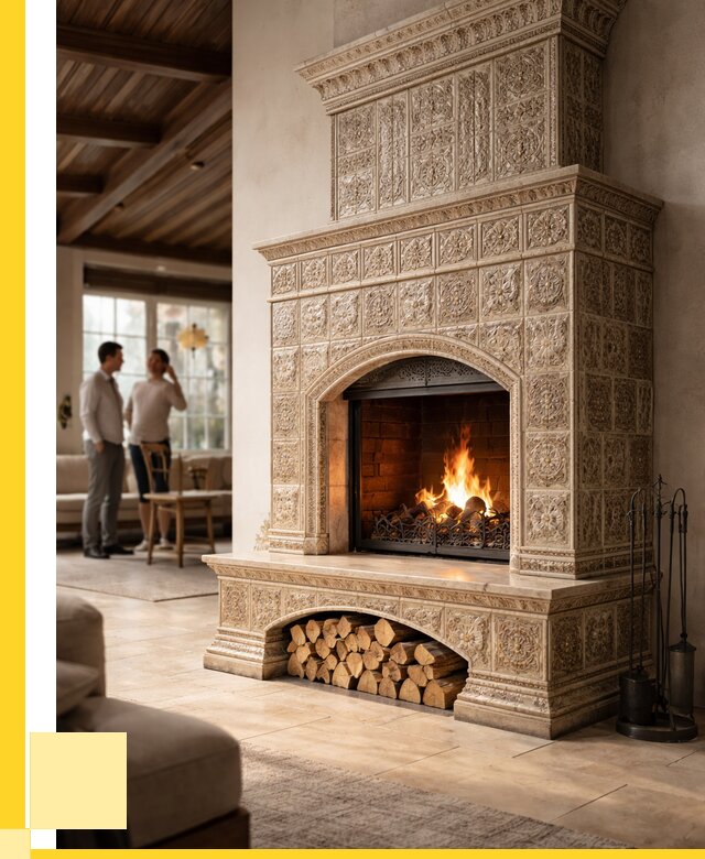 Купить изразцовый камин в Ханты-Мансийске от 255225 р. | ЭриданХнт