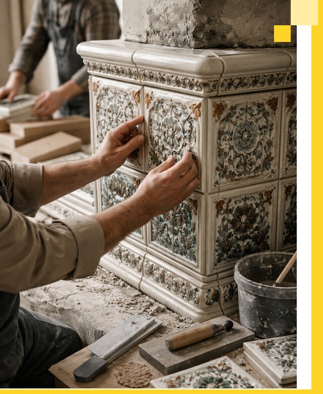 Изразцовые камины под ключ в Ханты-Мансийске: проект и монтаж