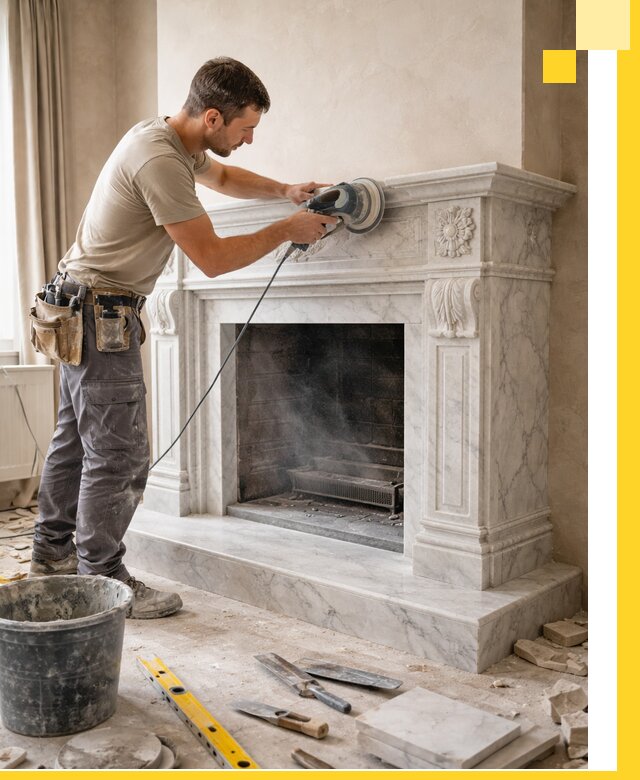 Изготовление и установка мраморных каминов в Ханты-Мансийске под ключ