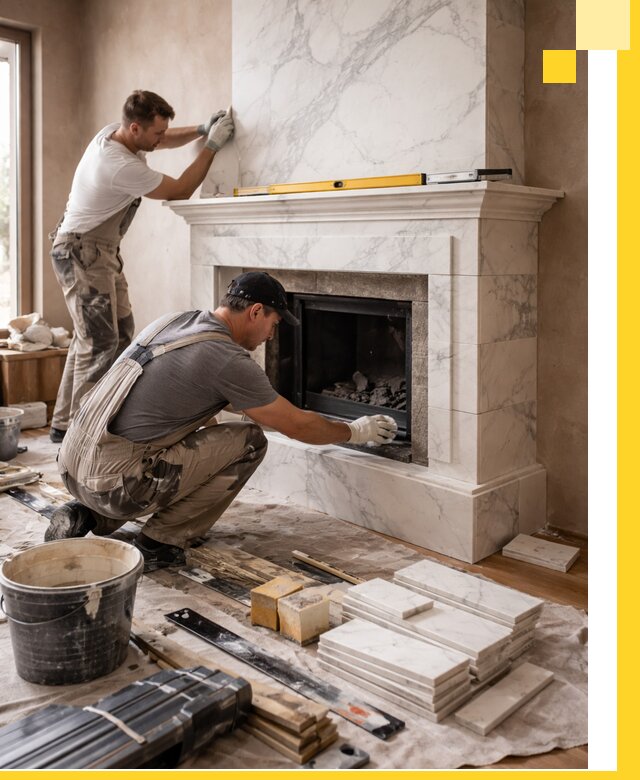 Отделка каминов в Ханты-Мансийске качественные облицовочные работы