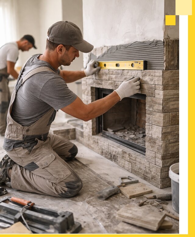 Облицовка каминов в Ханты-Мансийске, монтаж и отделка натуральным камнем