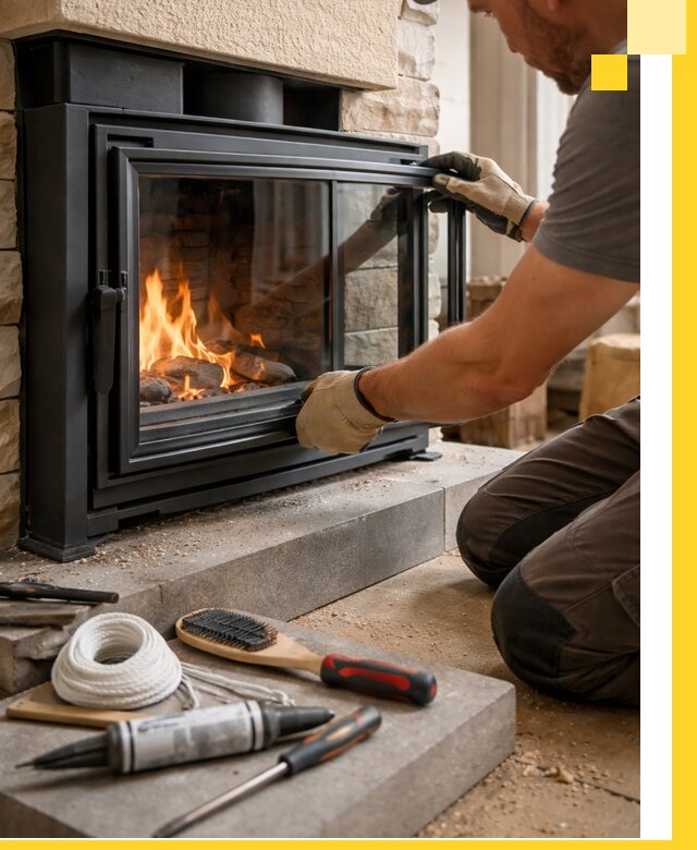 Производство, монтаж и доставка каминов со стеклом в Ханты-Мансийске