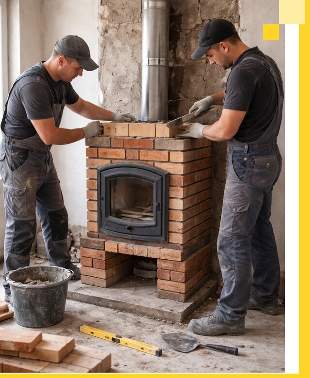 Монтаж печи камина под ключ в Ханты-Мансийске с гарантией и пусконаладкой