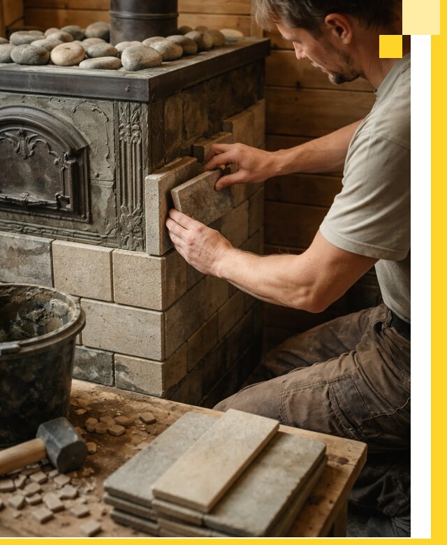 Облицовка банных печей в Ханты-Мансийске профессиональная отделка