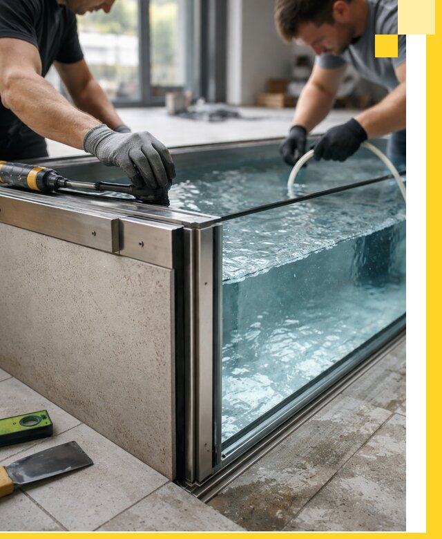 Проектирование и монтаж стеклянных бассейнов в Ханты-Мансийске