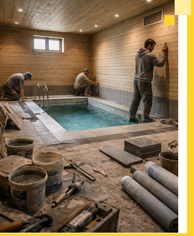 Строительство бани с бассейном и сауной под ключ в Ханты-Мансийске