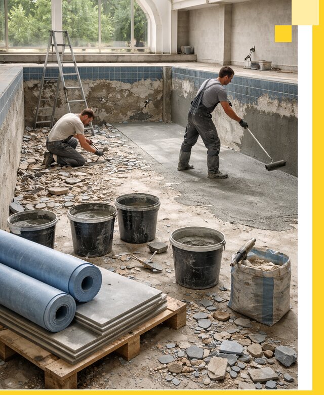 Реконструкция бассейнов в Ханты-Мансийске: ремонт, гидроизоляция