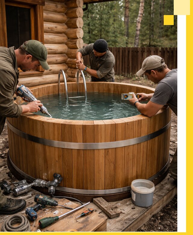 Строительство бань с купелью под ключ и отделкой в Ханты-Мансийске