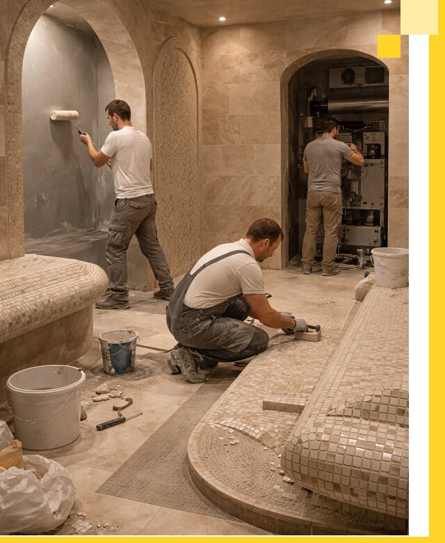 Строительство бани с хамамом и бассейном под ключ в Ханты-Мансийске