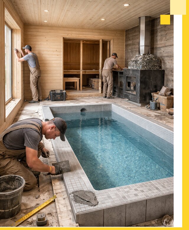 Проект бани с бассейном и сауной в Ханты-Мансийске под ключ