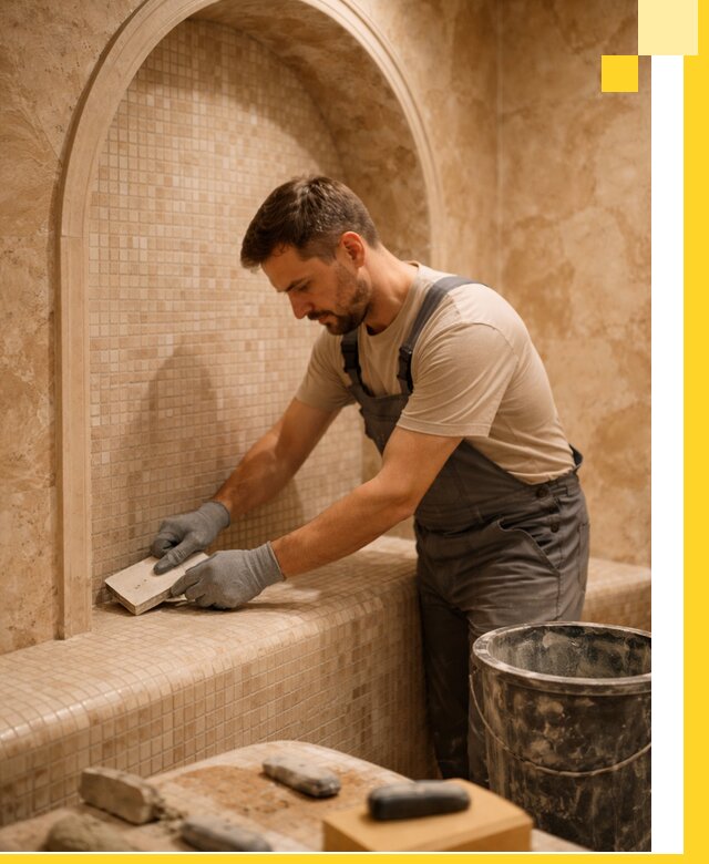 Профессиональная отделка хамамов с мозаикой под ключ в Ханты-Мансийске