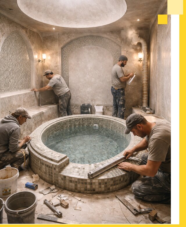 Профессиональное строительство хамама с бассейном в Ханты-Мансийске под ключ